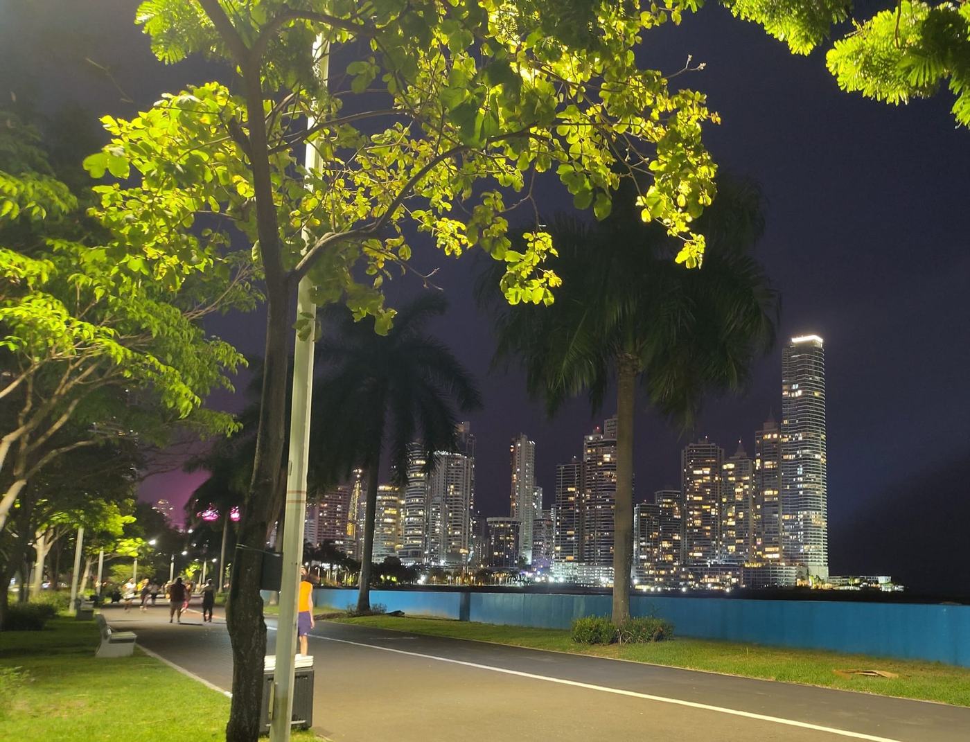 Panama City skyline from Cinta Costera at night — 2026 Dubai comparison
